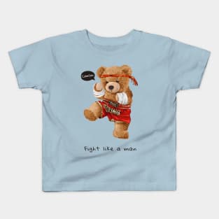 Funny bear boxing cartoon Kids T-Shirt